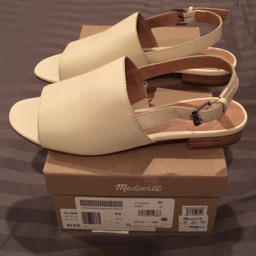 NIB Madewell Noelle Slingback Leather Cream
